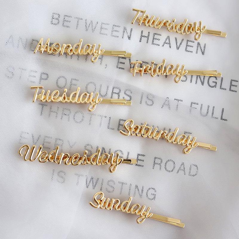 

2020 hair clips for girls hair accessories for women cute woman Lettered Monday to Sunday bandeau femme pour cheveux baby