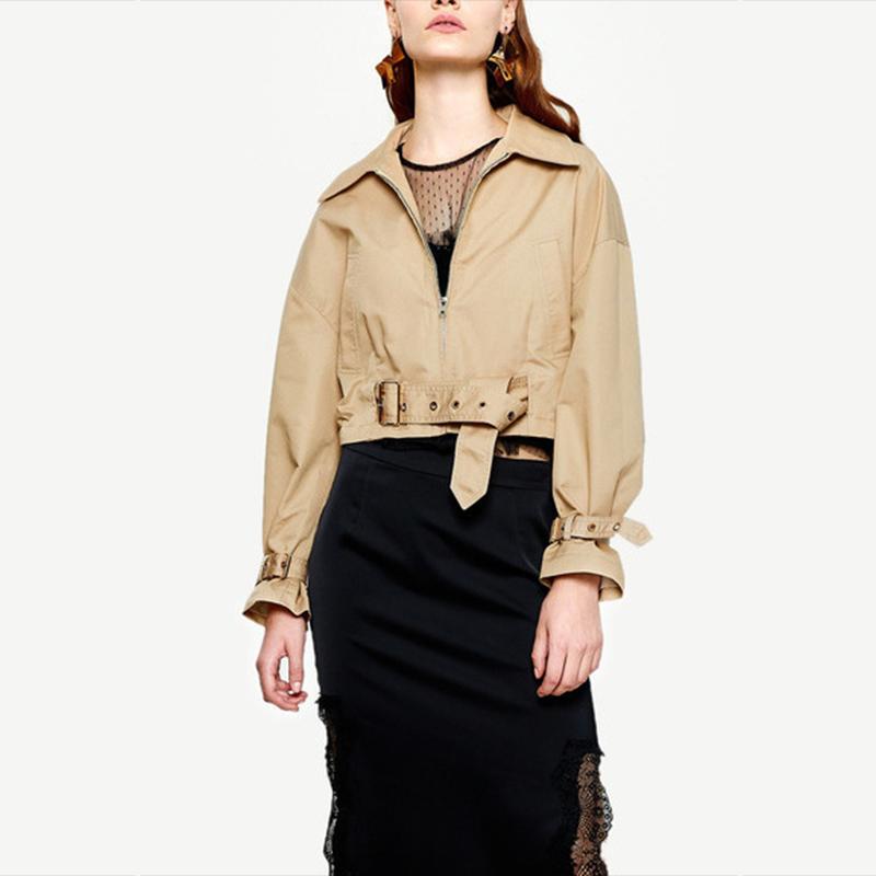 

Bella philosophy Autumn Long Sleeve Jackets Vintage TurnDown Collar Female Sashes Jackets Casual Street Wear Lady Short Outwears, As picture