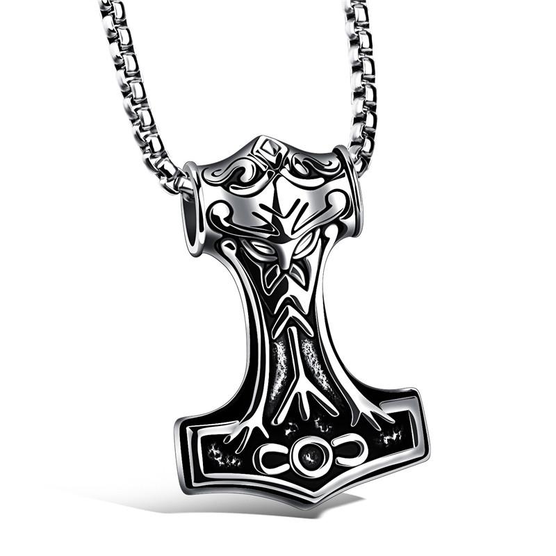 

Huge Hammer Scandinavian Pendant Norse Jewelry With Stainless Steel Chain