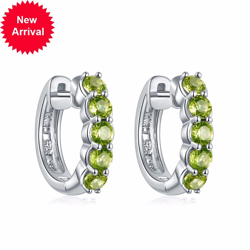 

Brinco argola de pedra preciosa natural fantasia, 1.2ct peridot feito com prata esterlina 925, joia clssica elegante para presente