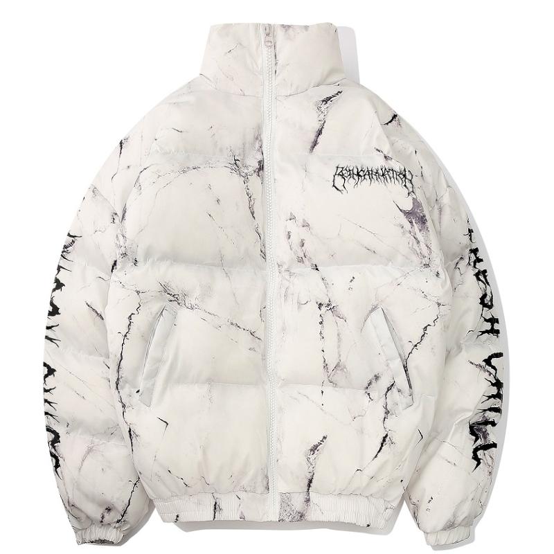 

ZhuZunZhe Men Winter Parkas Coat 2020 Hip Hop Pockets Thick Jackets Men Fashion Casual Texture Printing Streetwear Tops, White