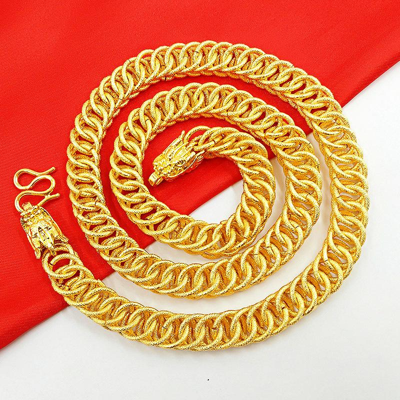 

LUXURY 14K GOLD NECKLACE FOR MEN WEDDING ENGAGEMENT FINE JEWELRY CHARMS YELLOW GOLD DRAGON DESIGN NECKLACE LASTING NO FADING