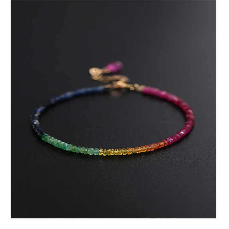 

DAIMI Faceted Color Sapphire Bracelet Female gemstones Genuine Yellow Gold Injection Simple Bracelet for Girlfriend LJ201020, Golden;silver