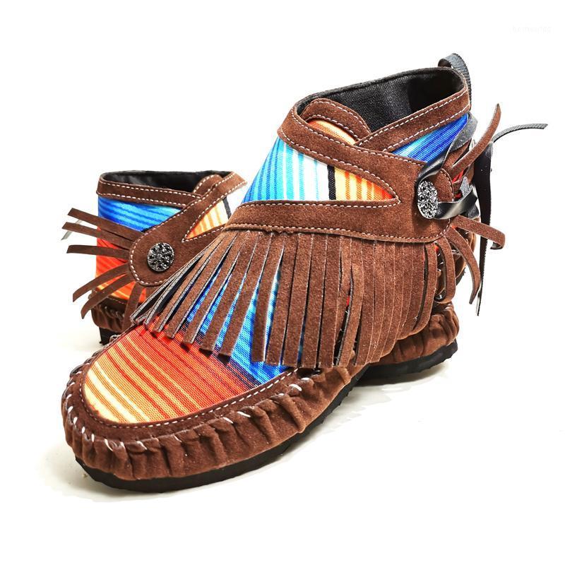 

New 2020 Women Ankle Boots Autumn Casual Flat Retro Boots Female Fashion Tassels Ladies Women Shoes Plus Size 431, Black