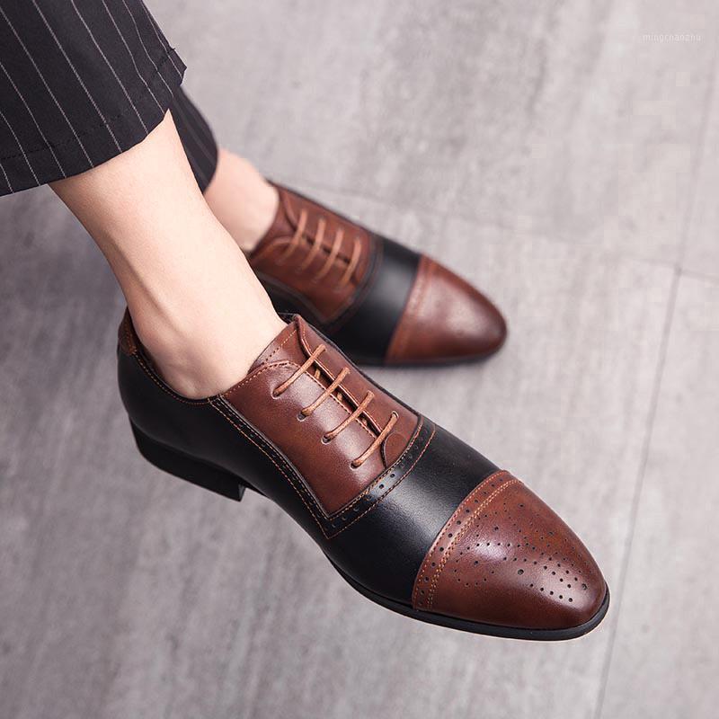 

Fashion Men Business Dress Shoes Pointed Shoes Men Loafers Leather Oxford Formal Mariage Slip on Wedding Dress1, Brown 1109-20