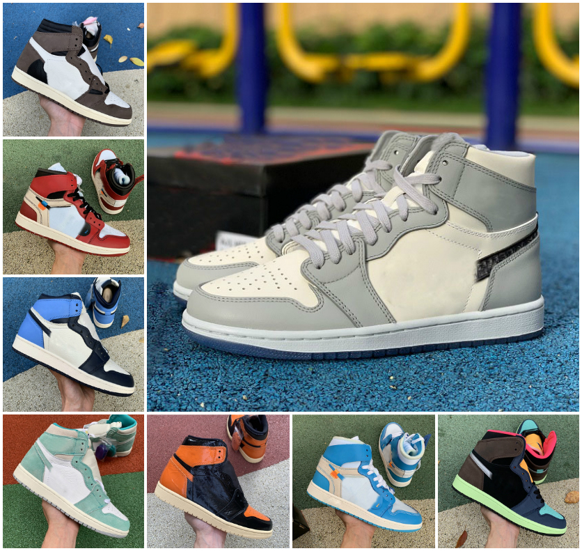 

University Blue Hype Royal 1s Jumpman 1 Basketball Shoes Court Purple Dark Mocha Twist Obsidian UNC Pine Green Sports Outdoor Mens Women Sneakers, A-j035