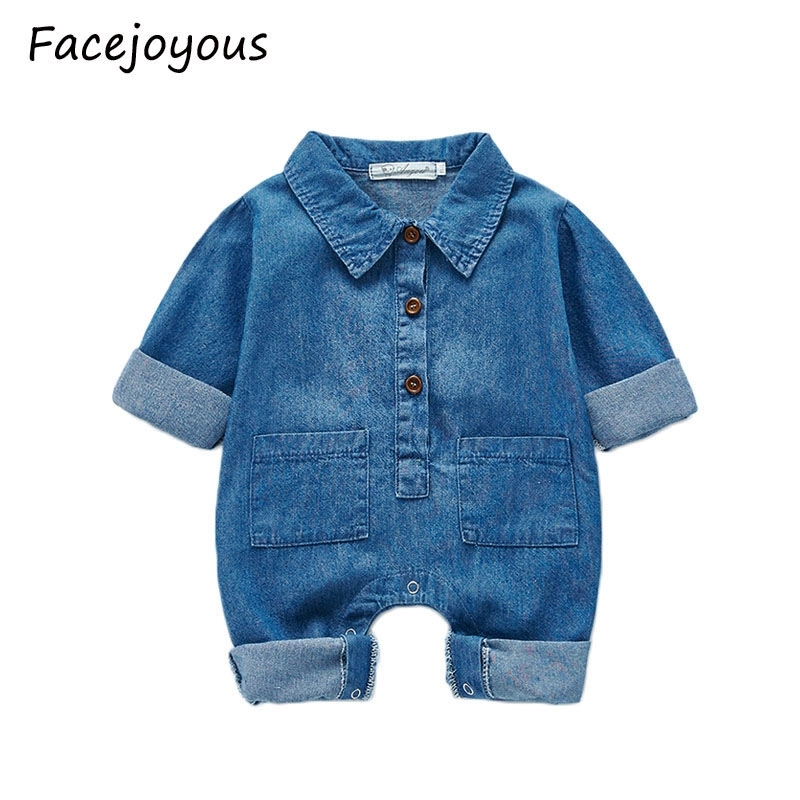 

2021 New Baby Long Sleeve Romper Denim Boys Girls Rompers Lapel Collar Kids Toddler Jeans Infant Jumpsuit 3zyj, B20h17