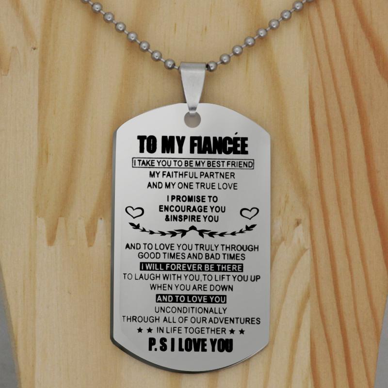 

Ufine To my fiancee pendant stainless steel jewelry necklace Customed words or name necklace N482