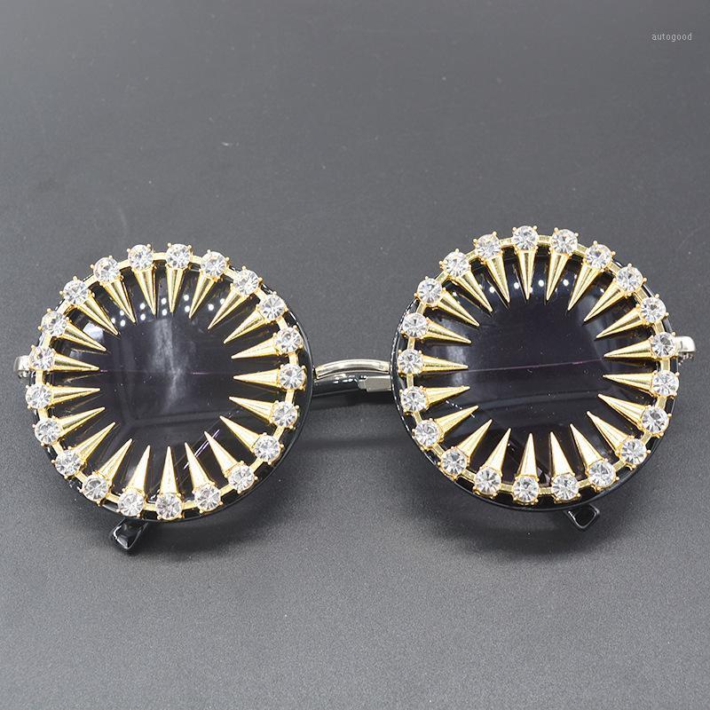 

Sunglasses Fashion Round Diamond Frame Women Female Eyeglasses Rivet Decoration Retro Ladies Party Sun Glasses1
