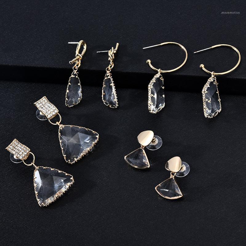

Big Fashion Statement Earrings Triangle Crystal Earrings for Women Hanging Dangle Drop Earing Modern Female Jewelry New1