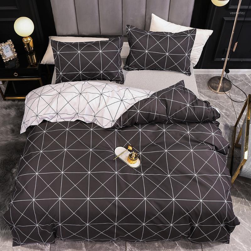 

Classic Bedding Set Quilt Cover Duvet Sets King Queen Double Single Full Size Black Geometry Bed Linens Comforter Covers1, Weidu-black