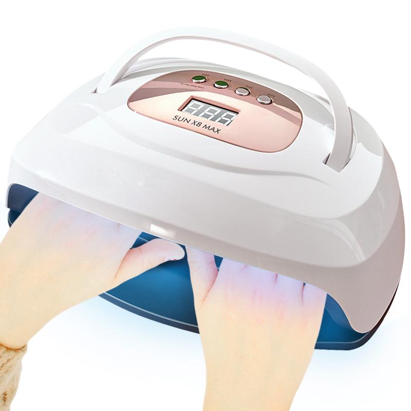 

114W Portable UV LED Nail Lamp Compact Gel Nail Dryer Big Room For Two Hands Curing Light Professional Manicure Pedicure Tool, White