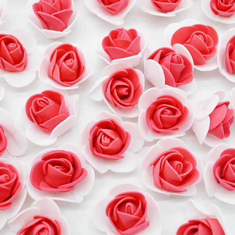 

100Pcs Artificial Foam Fake Flower PE Roses Flowers Head Wedding Decoration for Scrapbooking Gift Box Diy Wreath, P11