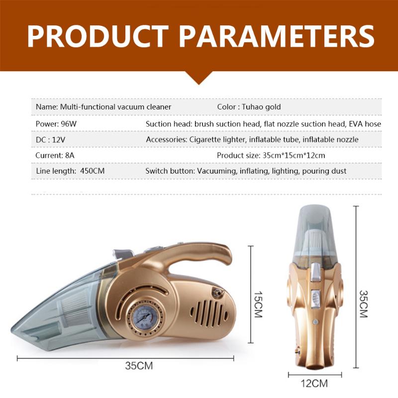 

96W Car Vacuum Cleaner High-Power Car Vacuum Cleaner Multifunctional Four-In-One