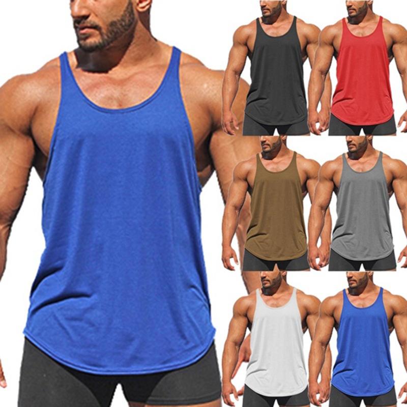 

Gym Men Muscle Run Sleeveless Shirt Tank Top Bodybuilding Sport Fitness Workout Vest Fitness Men, Red