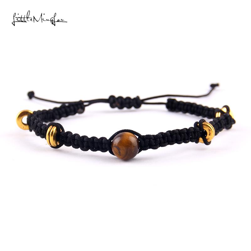 

Little Minglou Tiger Eye Stone Beaded men Bracelet Rims charm Macrame Bracelets & Bangles for women jewelry