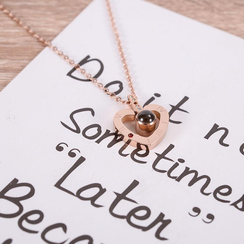 

heart necklace for women rose gold lovers couple necklace pendant wholesale stainless steel simple jewelry on the neck1