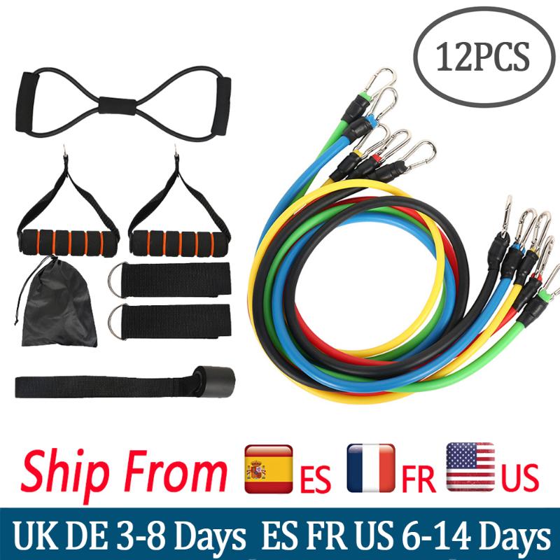 

12Pcs/Set Resistance Bands set pull rope fitness band Expander Elastic Bands Yoga Tubes Latex bandas elasticas fitness equipment