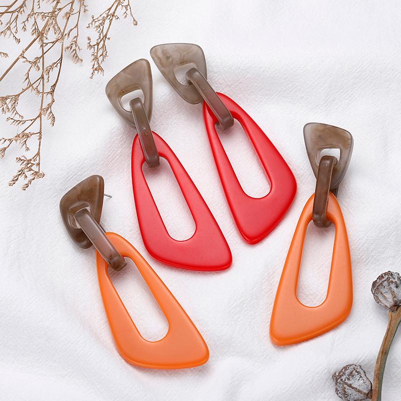 

Orange Red Acrylic Dangle Earrings for Women Geometric Chain Long Earrings Boho Vintage Jewelry Earings Fashion Jewelry Brincos