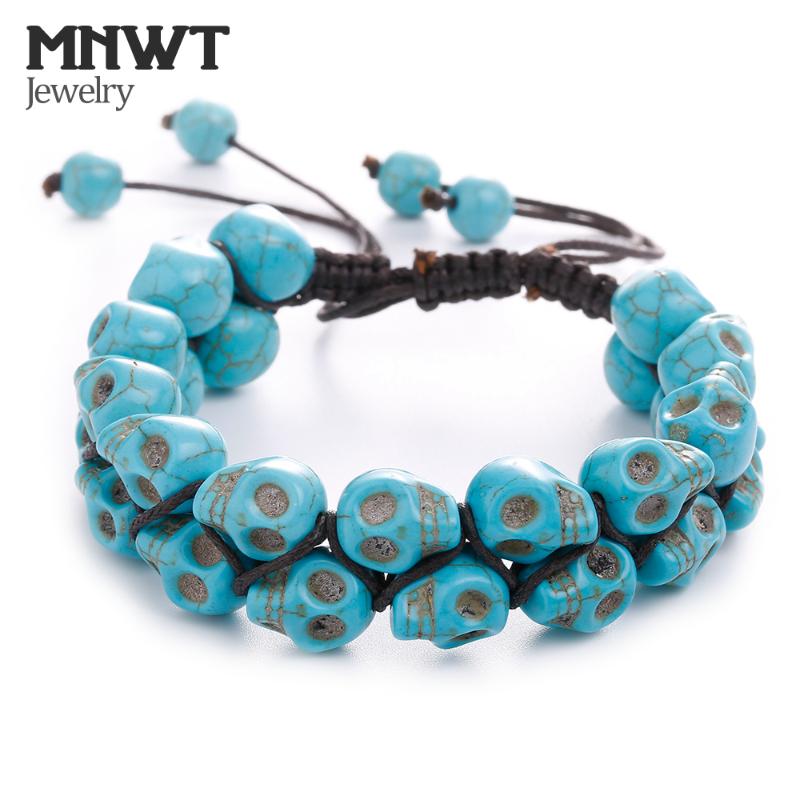 

MNWT Skull Bracelets For Men Double Layer Punk Charm Vintage Women Bracelet Fashion Accessories Jewelry Charm Link Gift Male
