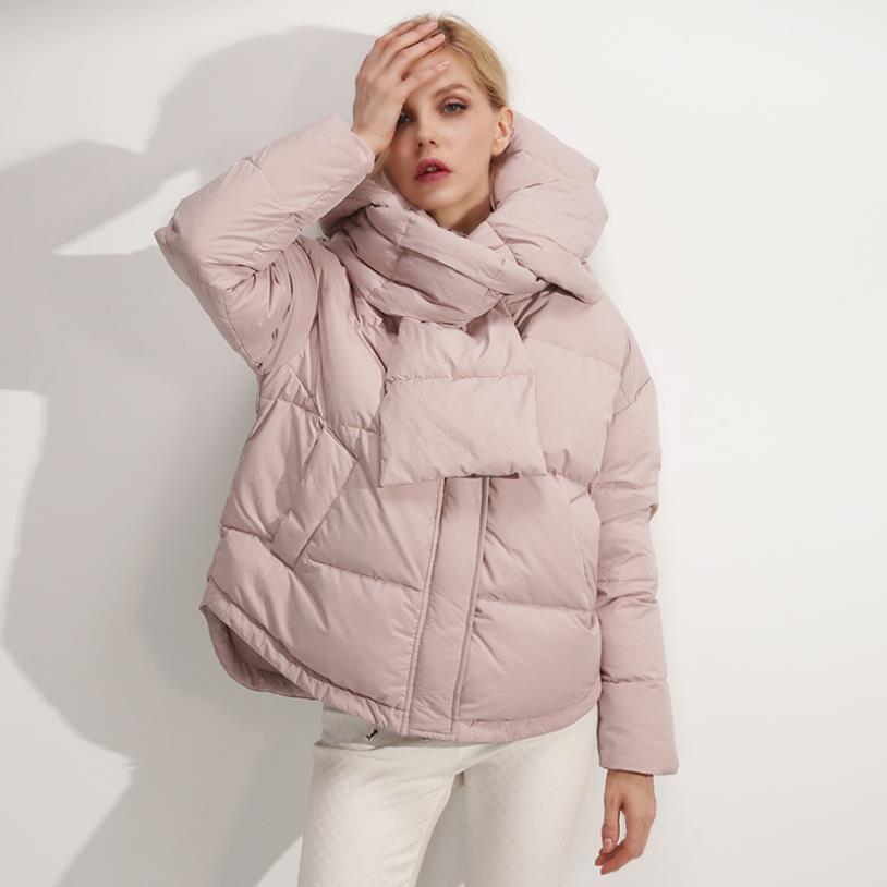 

Female autumn long mango warm duck down casual windpropf jackets thicker coat with scarf wq411 dropship, Black