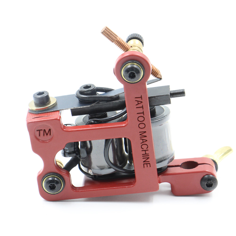

Professional Red Color 10 Warps Coils Tattoo Machine For Shader and Liner Machine Gun Cast Iron Black Tattoo Gun Free Shipping