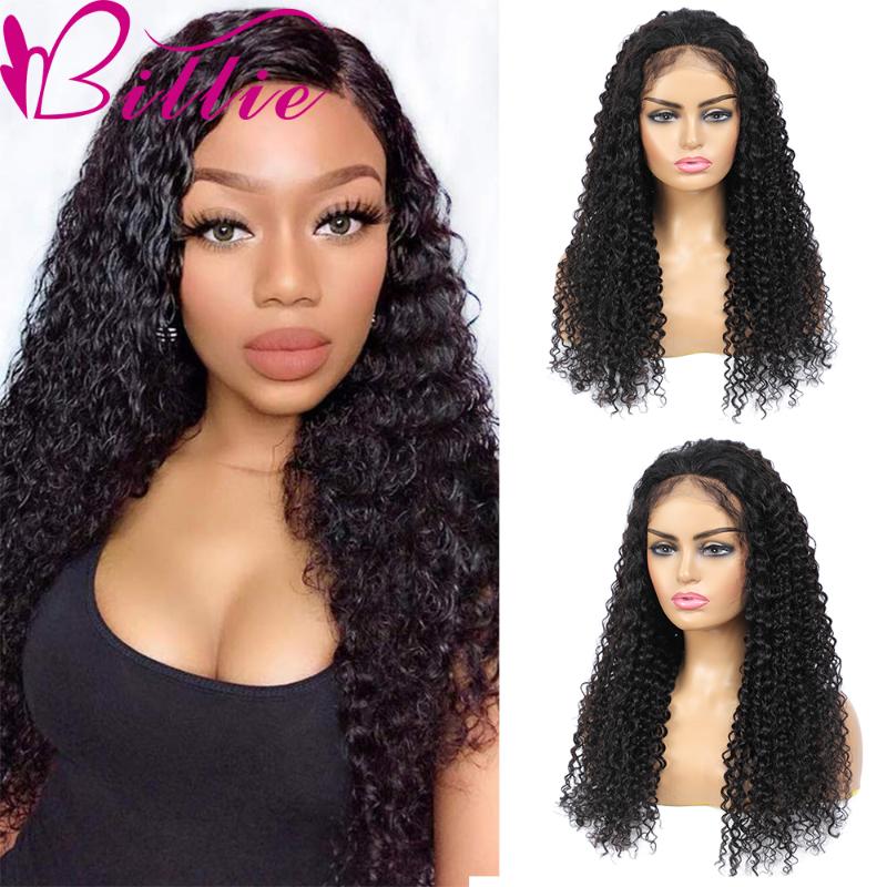 

BILLIE Malaysian Kinky Curly Lace Closure Wigs Human Hair For Black Women Pre Plucked With Baby Hair Deep Curly Remy Wigs, As pic