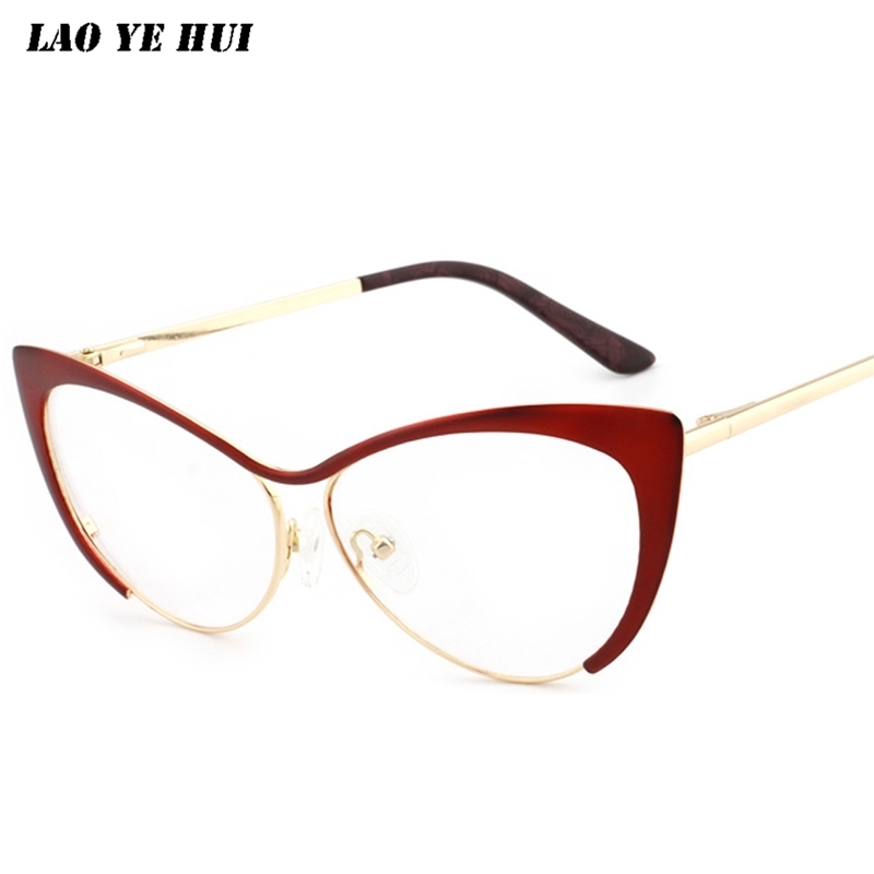 

2020 New Optical Glasses Frame Prescription Transparent Lens Myopia Cat Eye Metal Eyeglass Spectacle Frames For Women Men T200428