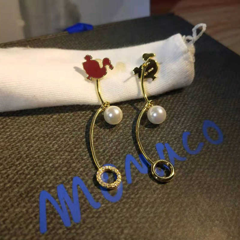 

HEF jewelry original dodo Earrings feminine long imitation Pearl Earrings 925 Sterling Silver