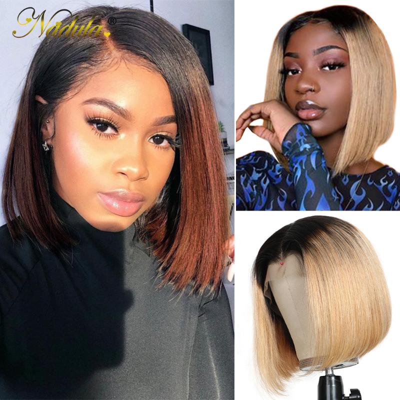 

Nadula Wig T1B27 & 1B/4 Ombre Short Lace Front Wig 13*4 Straight Human Hair Bob Pre Plucked Short Wigs for Black Women