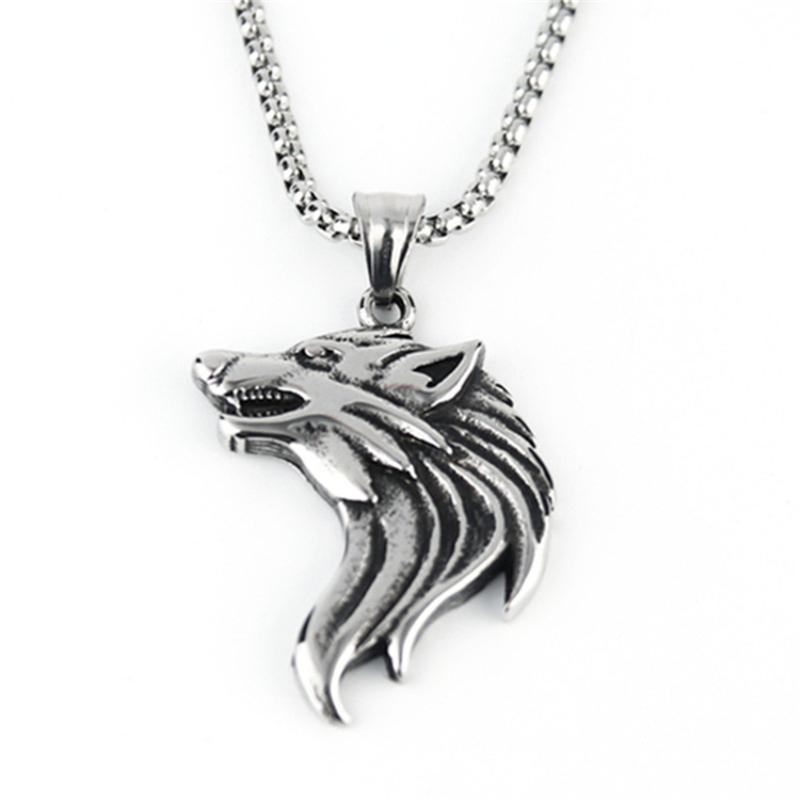 

Punk Fashion Brave Men Necklaces Men Jewelry Wolf Pendant Necklaces