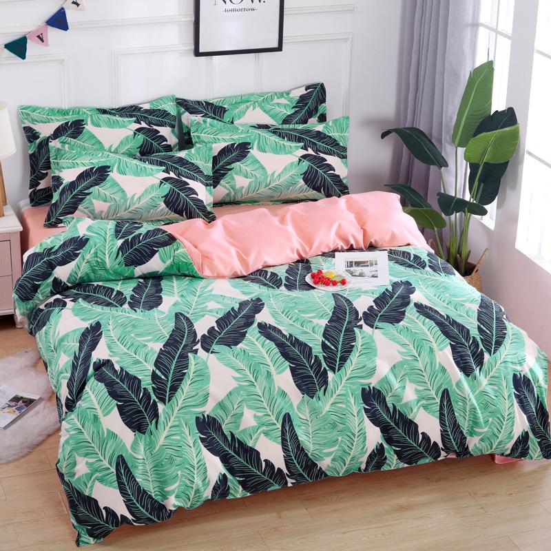 

Rainforest style Leaves Bed Duvet Cover Set Soft Comfortable Students Bedclothes Pillowcase Sheet Children Bed Bedding Set, No.1