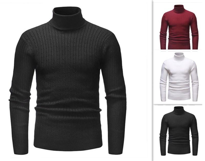 

Mens sweater pullover men fashion deisgner winter men turtleneck sweater solid knitted pullovers male casual double collar sweaters mens, White;black