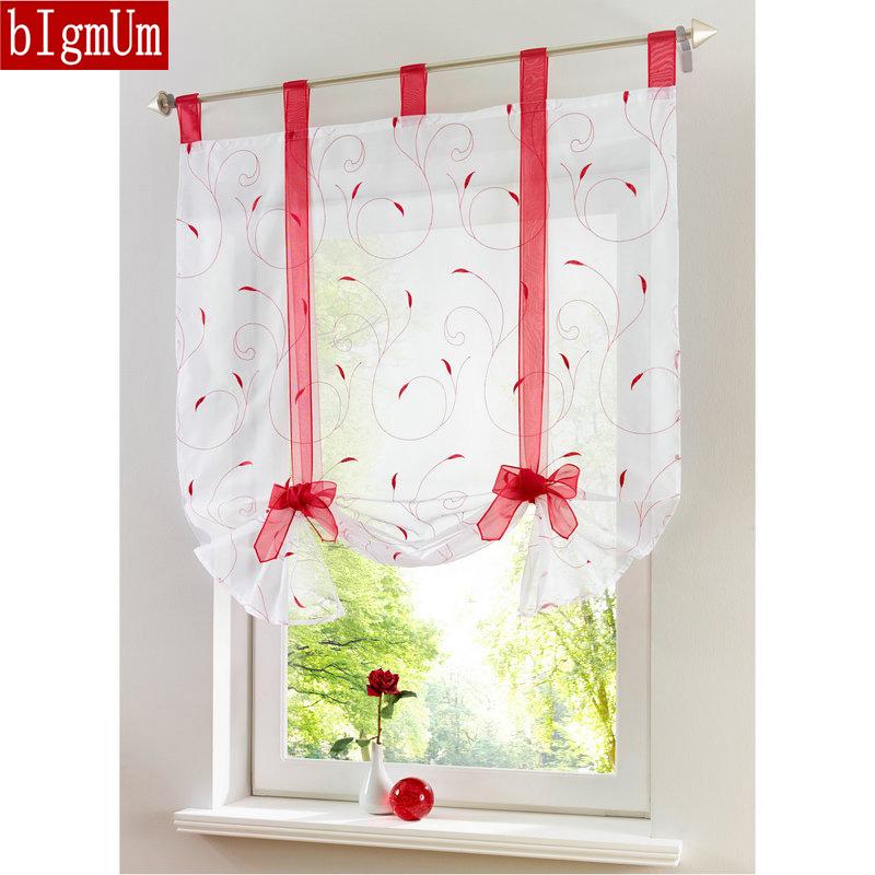

Roman Lace Kitchen Curtains Embroidered Gauze Home Garden Screens Half Coffee Curtain Dust-proof Blinds Balcony Toilet Curtains, Color 3