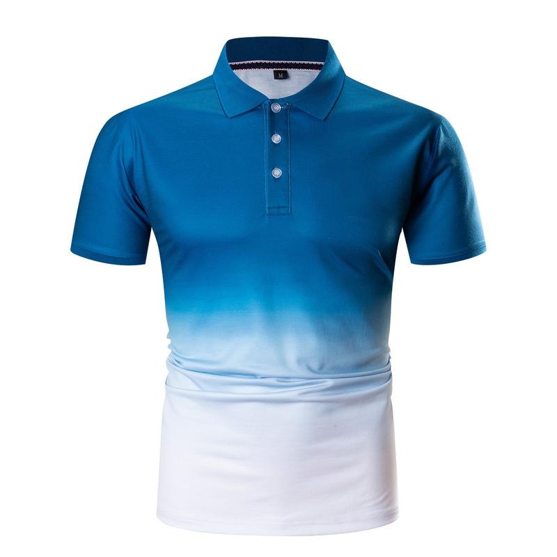

2020 New Men' Casual Blouse Cotton Shirt Fashion Fade Short Sleeve Shirt Mens Shirts Men Clothing Mens Clothing, Blue