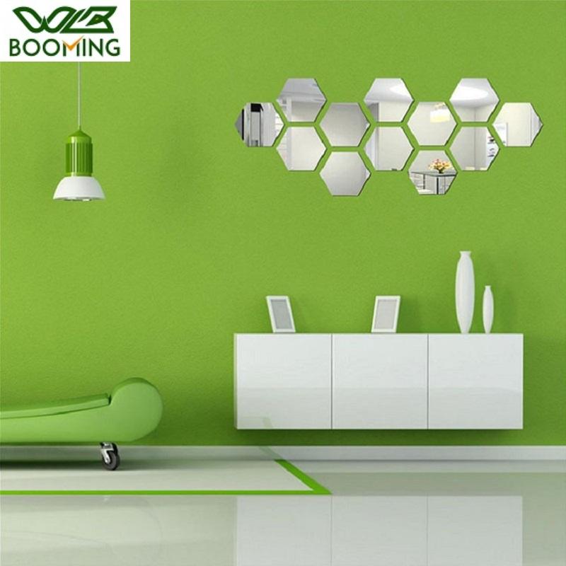 

WBBOOMING 12pcs/Set Hexagonal Mirror Plane Wall Sticker DIY & Creative Home Sticker Acrylic Material Free Combination