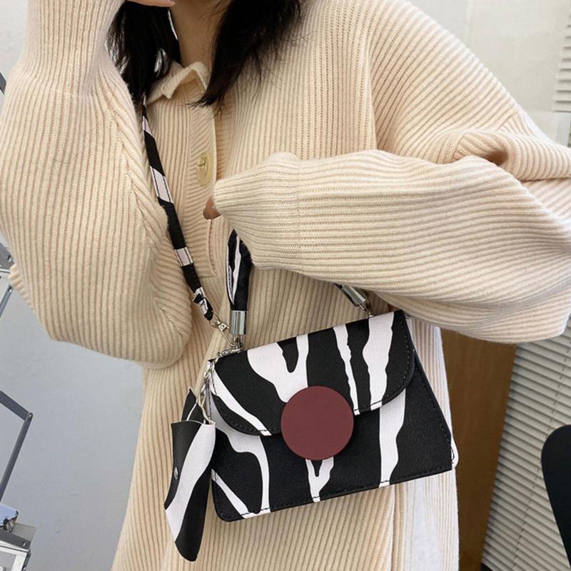 

Women Crossbody Shoulder Bag Cover Flip Over Faux Leather Party Dress Bags Zebra Cow Dot Print Handbag, 01
