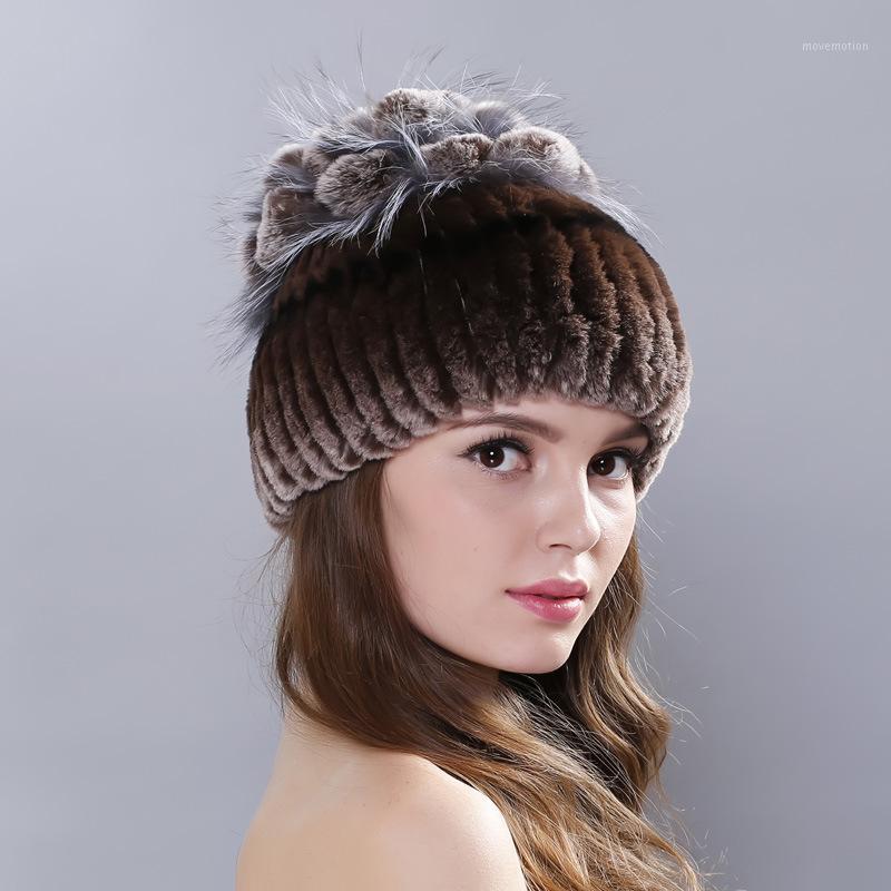 

Rex Fur High Quality Hat Women Winter Warmth Knitted Beanies Cap Ladies Fashion Thicken Soft Outdoor Skullies Hats H70791, Stylef