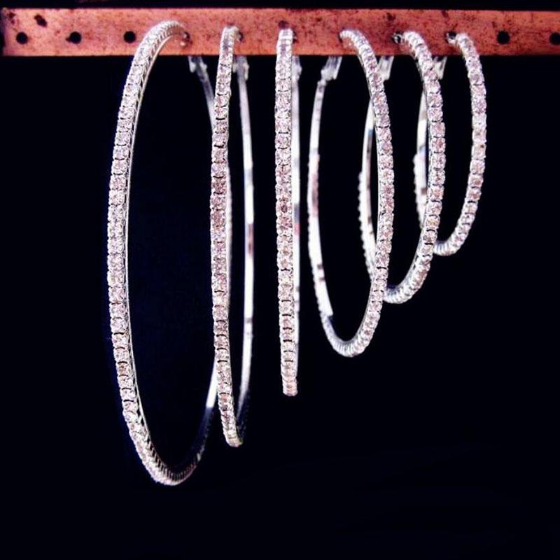 

Big Small Shining Rhinestone Circle Statement Big Hoop Earrings For Women Fashion Personalty Geometric Round Earings