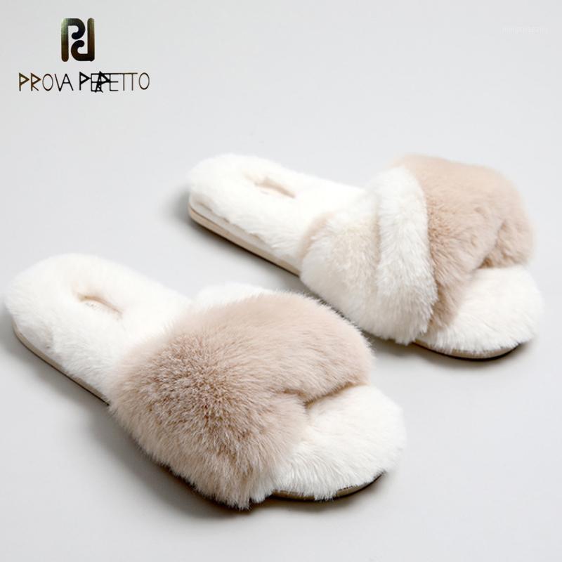 

Prova Perfetto 2020 Autumn Winter Wool Slippers Female Simple Comfortable Cross Hairy Water Non-slip Indoor Home Cotton Slippers1, As pic
