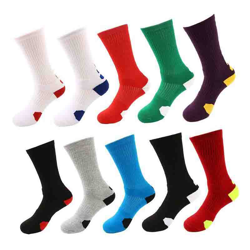 

Mens Athletic Socks Spring and Autumn Fashion Non Slip Socks Casual Men Breathable Sport High Sock Free Size 10 Colors, White black