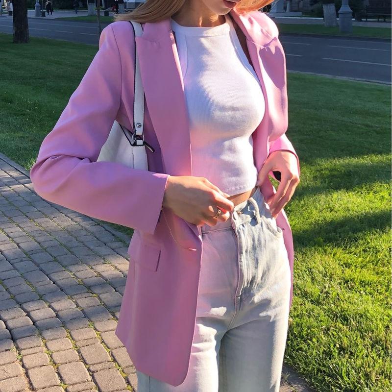 

KALENMOS Women Office Wear Suit Blazer 2020 Solid Casual Single Breasted Coat Jacket Long Sleeve Notched Collar Pockets Blazers, Green