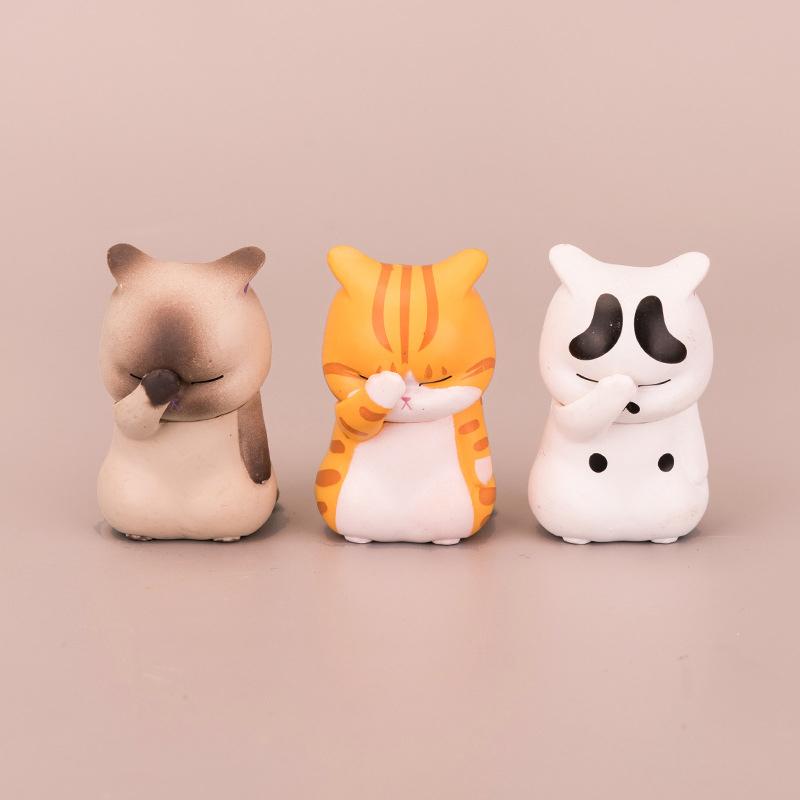 

Cartoon Statue Mini Simulation Cat Miniatures Animal Model Bonsai Figurine Home Decor Toy Pet Doll Cute Ornaments Fairy Garden