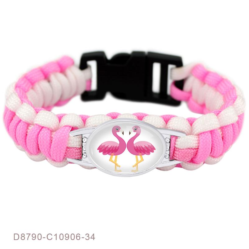 

Best Friends Girls Gift Dainty Flamingo Design Parachute 550 Cord Wristband Survival Paracord Bracelets for Women