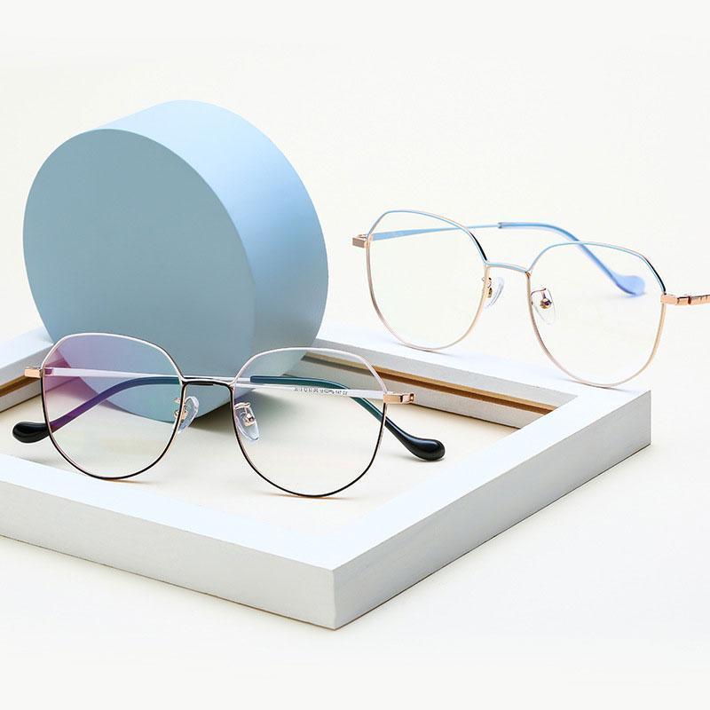 

New exquisite simple glasses frame retro metal personality irregular glasses frame trendy men and women decorative flat mirror.1