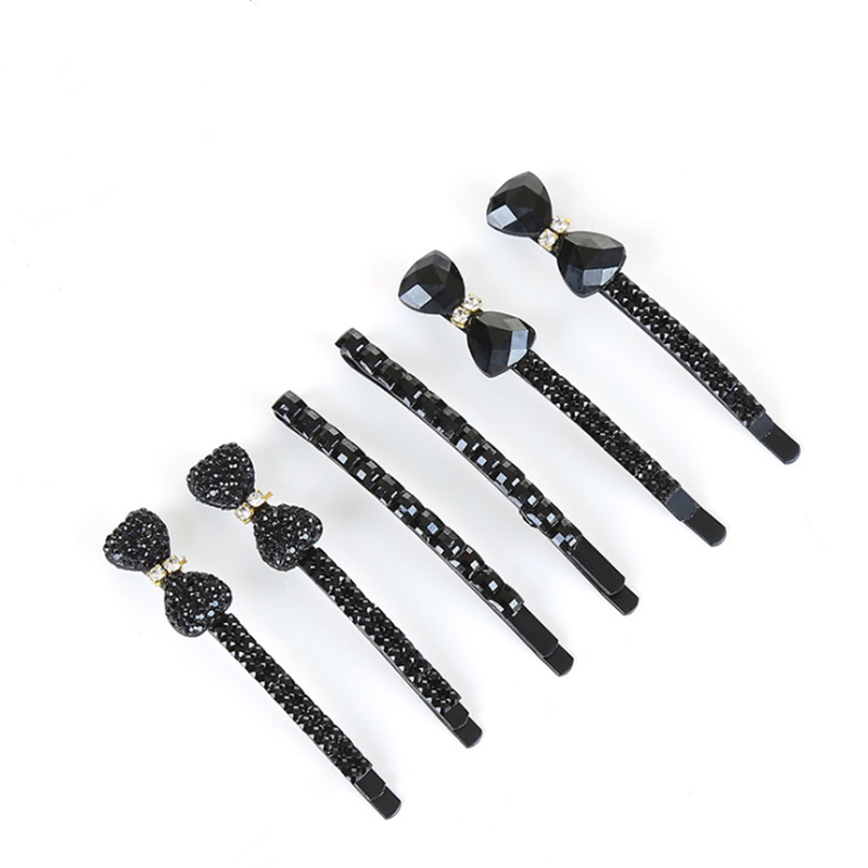 

6pcs/set popular black women hairpin bow hair accessories fashion Crystal Rhinestone Korean Design