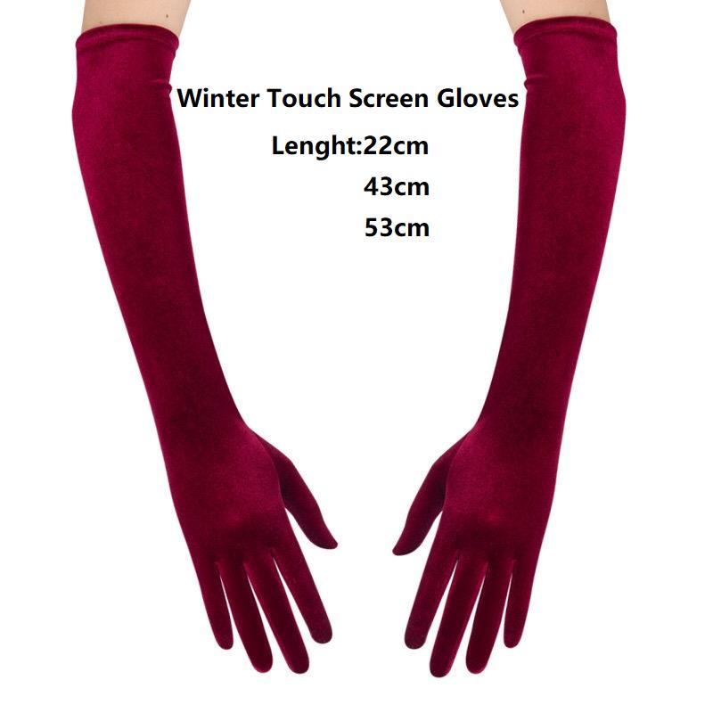 

Winter Gloves For Women Touch Screen Gold Velvet Long Gloves 43cm 53cm Long Dinner Dress Warm Elastic Warm Driving