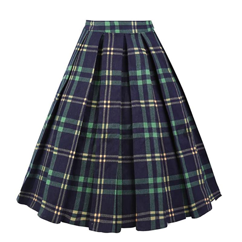 

New Arrival Summer Plaid Skirt with Pockets SS0012 High Waist Cotton Vintage Retro harajuku Skirts Womens 2020 falda, Red plaid