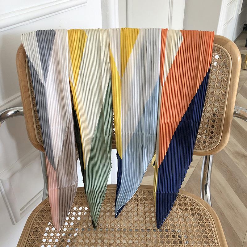 

Scarves Design Pleated Scarfs For Ladies Elegant Women Neck Fashionable Headwear Imitated Handkerchief Apparel Accessories
