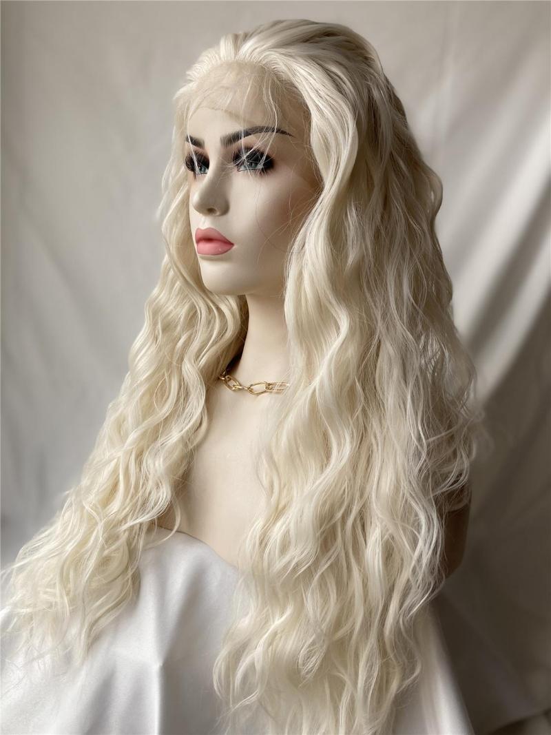 

Whilte Blonde 60# Remy Brazilian Human Hair Wigs Thick Long Density Transparent Cap Custom-Made 13x4 Lace Front Wigs For Women, 13x4 lace front wig